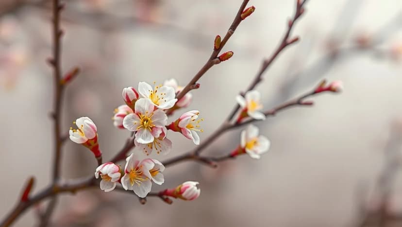 Blommar på bar kvist när våren kommer