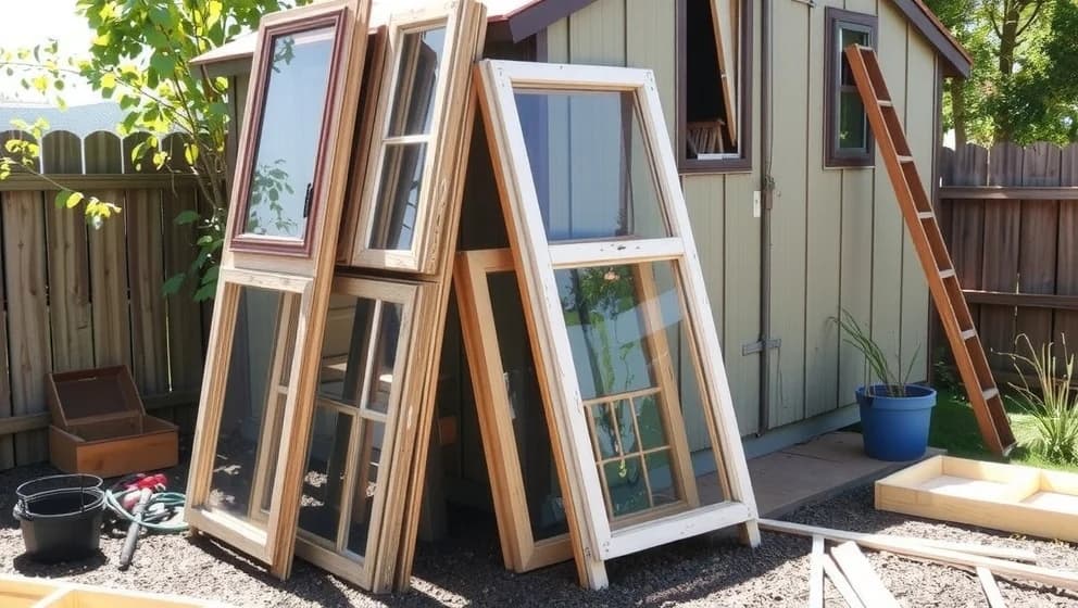 Bygga växthus av gamla fönster
