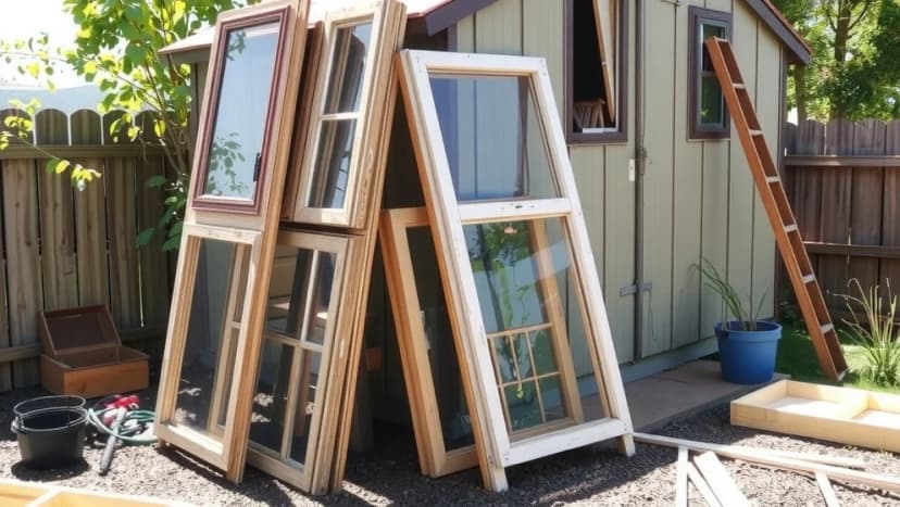Bygga växthus av gamla fönster
